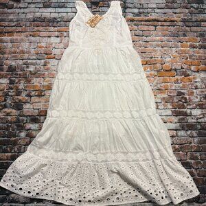 Magic Maxi Dress Size 3XL - 100% Cotton White with Lace Accents - Imperfection